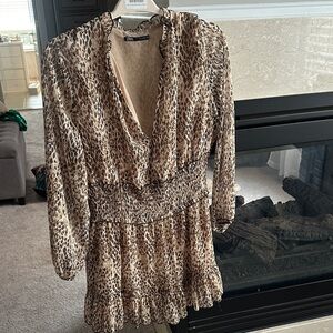 Zara Animal Print Ruffle Dress